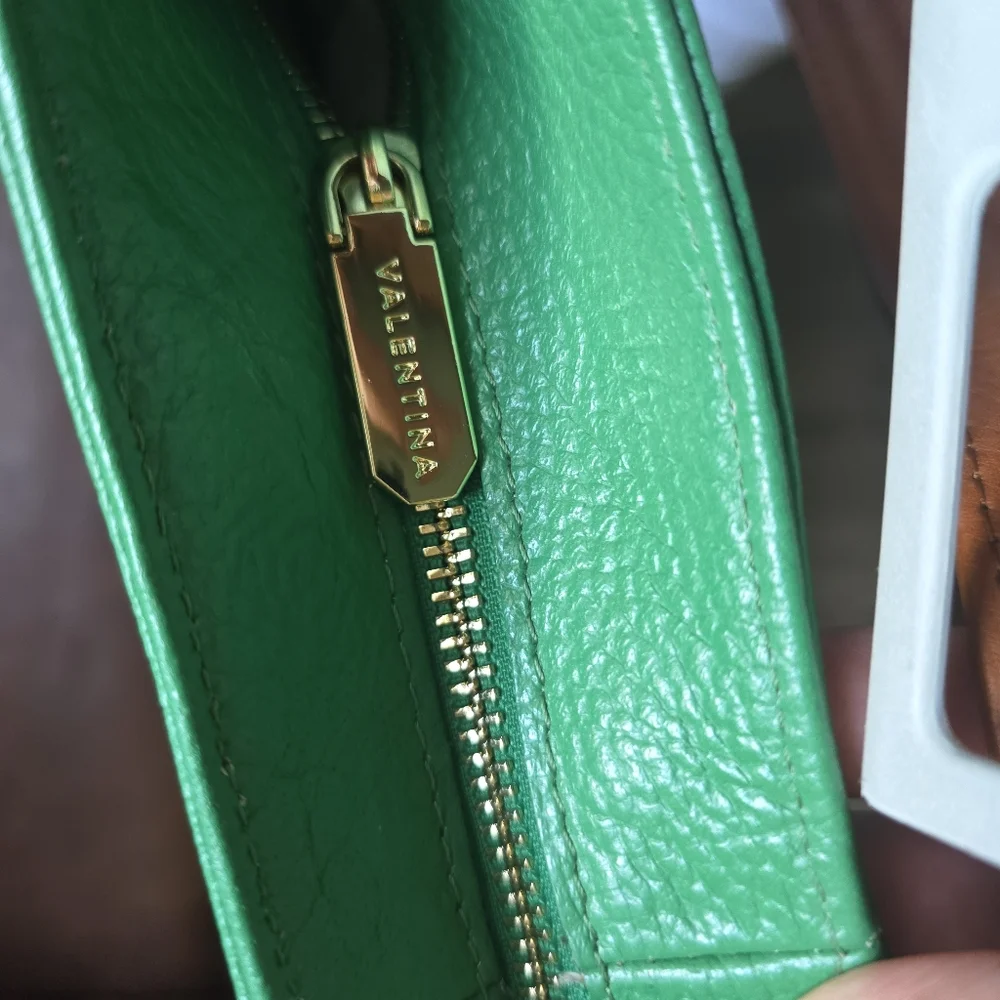 Valentina Green and Tan Hobo Bag with Leather Accents - Picture 7 of 10